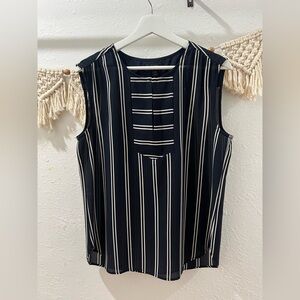 J. Crew Sleeveless Striped Navy Top